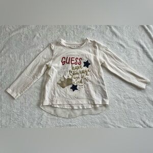 Guess Kids White and Gold Long Sleeve With Tulle Back Accent